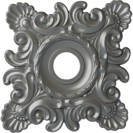Ekena Millwork Crawley Ceiling Medallion (Fits Canopies up to 6 3/4"), 18"W x 18"H x 3 1/4"ID x 1 1/2"P, Silver CM18CRSLS